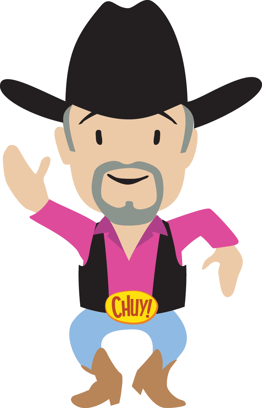 Chuy pink shirt and black hat